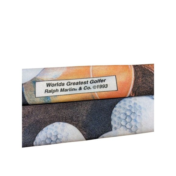 Vintage 1993 Ralph Marlin Golf Themed Mens Neck Tie Novelty Graphics - Picture 3 of 5
